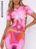 Two Piece Dress BOOFEENAA 3D Body Print Sets Sexy Summer Clothes for Women 2 Skirt Set Y2k Streetwear In Matching C96 BH18 230704