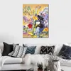 Contemporary Abstract Art on Canvas Bouquet D Arums Handmade Flowers Painting for Bathroom Wall Decor