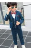 Rock Kind Blazer Anzug Gute Qualität Kinder Anzüge Plaid Schule Jungen Set Hochzeit Blumen Junge Anzüge Blau/lila Mantel Weste Hose Shirts