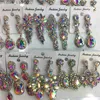 Charme gros bijoux 12 paires Style mixte AB boucles d'oreilles en cristal coloré pour les femmes de mariage mariée strass pendentif boucles d'oreilles de déclaration Z230706