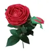 Decorative Flowers 3Pcs Long Branch Moisturizing 2 Head Rose Real Touch Roses Fake Home Living Room Table Decoration Wedding Bouquet