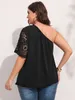 Women's Plus Size TShirt Finjani One Shoulder Laser Cut Tee Solid Short Sleeve Casual Women Tops 230705