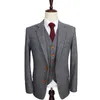 Мужские костюмы Blazers Шерт ретро серые еловые твид британский стиль, приготовленный мужской костюм