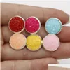 Stud 12Mm Round Druzy Stone Orecchini Bling Drusy Resin Sier Per Le Donne Moda Donna Gioielli Fatti A Mano In Bk Drop Delivery Dhz06