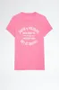 24SS Zadig Voltaire Niche Tasarımcı Tişört Yaz Pamuk Yeni Klasik Mektup Külkü Tee Baskı Kısa Kollu Yuvarlak Boyun Çok yönlü Kadınlar Moda Trendi T-Shirt Üstler