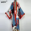 Badmode Winyi Zomer Vrouwen Vest Jas Sexy Boho Maxi Afrikaanse Vakantie Strand Cover Up Batwing Mouw 2022 Caftan Kimono Kaftan