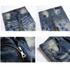 Denim-Jeans für Herren, Slim-Fit, zerrissene Luxus-Designer-Hip-Hop-Harajuku-Hose, Leder, Sterne, Patchwork-Stickerei, Beggar