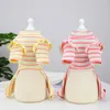 Dog Apparel Cute Cherry Pajamas Puppy Onesies Ruffles Sleeve Stripe Jumpsuit All Weather Pet Clothes For Small Dogs Chihuahua Yorkie