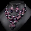 Brilliant Purple New Exaggerated Jewelry Necklace Bride Wedding Suit Inlaid with Diamond Alloy Water Drop Shape 230628