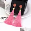 Dangle Chandelier Bohemian Tassel Earrings For Women Geometric Crystal Rose Flower Long Silk Fringe Statement Drop Earring Boho Je Dhyvl