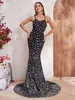 backless strap Mermaid Evening Dresses Sparkly Sequin Rose Pink vestidos Prom Dress Lace Up Back Sweep Train Red Carpet Party Gown bling sexy long formal dress 2023