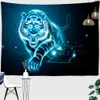Tapisserier Tiger Tapestry Flame Animal Wall Hanging Hippie Home Living Room Art Decor