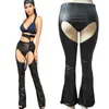 Capris Lady Sexy punk rock klub nocny bar legginsy hallow out hole pp imitacja skórzane spodnie disco impreza zerwana spodni