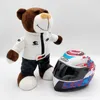 Poupées en peluche Locomotive Teddy Avec Casque Poupée Jouets Mignon Moto Ours Animal En Peluche Jouet Voiture Moto Décoration Ornement 230705