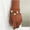 Berlockarmband Bohemian Sea Shell Set För Kvinnor Ananas Pärla Sjöstjärna String Repkedjor Kvinna Boho Hawaiian Beach Smycken Present Dhxwg