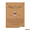قلادة قلادة قلادة عيد ميلاد سعيد مع بطاقة هدية Santa Claus Tree Sock Snowman سلاسل الذهب للنساء مجوهرات الحفلات Dr Dhjfe
