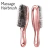 Escova massageadora de cabelo Japonês Premium Massageador de cabeça Escova de couro cabeludo Shampoo Wet Plastic Detangling Brush Pente de limpeza de cabelo Ouro rosa Fast Ship