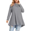 Vrouwen Plus Size T-shirt Lente Herfst Ruche V-hals Lange mouw met Zakken Tuniek Top Casual Solid Pullover Oversized T-shirt 230705