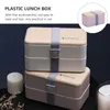 Dinnerware Sets Double Layer Lunch Box Container Meal Kid Bento Students Kids Snack Containers Microwave
