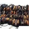 Charm Bracelets Mix Styles Handmade Braided Leather For Women Men Vintage Wristband Wrap Bangle Fashion Party Jewelry In Bk Drop Deli Dhauj