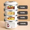 Lunch Boxes Warm lunch box Multilayer super long insulated lunch bucket Office Student stainless steel lunch box Microwave oven heating 230704