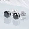 Charm IOGOU Black Sile herrstudsörhängen D 6,5 mm Solitaire Diamantörhängen Solid 925 Sterling Silver Smycken Z230706