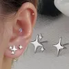 Серьги -грибы 2pc Unisex Gothic Punk Mopper Metal Studs Silver Color Stars Cross Pendientes Fashion для женщин мужские ювелирные изделия