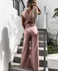 Damesbroek Capri 2021cross backless v-hals infinity band hoge taille wijde pijpen broek zomer jumpsuit Zwart roze groen combinaison femme pantn J230705