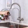 Robinets de cuisine rétractables américains en acier inoxydable ménage trois en un avec purificateur d'eau lavabo