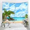 Arazzi 3D mare albero di cocco paesaggio arazzo decorativo Tende coperta Art Déco appese nel soggiorno della camera da letto