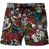 Herrshorts Wuiliy Herrskull Grafiska strandshorts 3D-mönster Dark Cranium Boardshorts Herr Dam Skeleton LA Hip Hop Shorts 230704