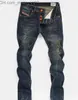 Jeans för män Modedesigner Herr Ripped Biker Jeans Läder Patchwork Slim Fit Moto Denim joggingbyxor för manliga jeansbyxor Z230711