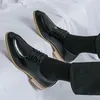 Chaussures oxfords pour hommes blancs noirs à lacets à orteil rond