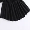 Женская футболка плюс размер 4xl Black Blouse's Adlumn Flare Flare Tops Tops v Nece Ture Tu Рубашки Элегантная повседневная твердая одежда 230705