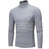 Kostymer för män H161 T-shirt med turtleneck Enfärgade toppar Slim Basic Stretch T-shirts för män
