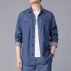 Été Cool sens hommes chemise jean 2 pièces ensembles Tencel mince affaires décontracté glace soie ample Denim veste et pantalon vêtement quotidien