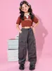 Stage Wear 2023 Costumes De Danse Hip Hop De Salle De Bal Pour Enfants Crop Tops Gris Pantalon Costume Street Dancewear Filles Jazz Performance Tenues DQS13308