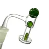 Full Weld Terp Slurper Quartz Banger Set W/ Glass Marble Pearl Pill - 10mm 14mm Male 90 Degree Frosted Joint Beveled Edge Top For Water Bong