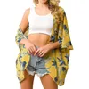 Badebekleidung FLC Trends Frauen Chiffon Floral Kimono Strickjacke T -Shirts Halbschlärm CAPES Böhmen -Print -Deckung für Bikinis Hawaii Beach Tops