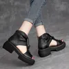 Cunhas sandálias de couro genuíno saltos mulheres peep dedo de verão moda feminina gladiator plataform sapatos 58