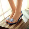 Sweet Wedges Sandals Summer Women Flowers Transparent Open Toe Heels Fishmouth Red Plus Size 52