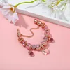 Moda Prata Esterlina 925 Rosa Murano Lampwork Vidro Europeu Charm Beads Borboleta Rose Pendurado Encaixe Pandora Charm Bracelets Colar