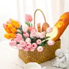 Dekoracyjne kwiaty biały sztuczny tulipan 6 sztuk dekoracje ślubne strona główna stół na przyjęcie wazon wypełniacz prezent na dzień matki fałszywy