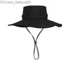 Chapéus largos e largura chapéus moda de verão chapéu de verão masculino de cowboy de pesca ao ar livre malha de praia de praia respirável Anti -UV Sun Cap grande em abdomínio Z230706