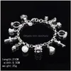 Charm Bracelets Luxo 925 Sterling Sterling Sier Chains Key Lock Cross Rings Star Moon Love Heart Lobster Clasp Bangle For Women Fashion Dro Dheir