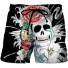 Men's Shorts Wuiliy Men's Skull Graphic Beach Shorts 3D Pattern Dark Cranium Boardshorts MenWomen Skeleton LA Hip Hop Short Pants 230704