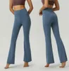 2023 Align Lu-07 Yoga Pants Solid Color Nude Sports Shaping Waist Tight Flared Fitnessルーズジョギングスポーツウェアレディースナインポイントフレアパンツ高品質