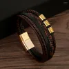 Bracelets porte-bonheur Style luxe hommes Bracelet en cuir haute qualité multicouche combinaison Bracelet pour hommes bijoux en gros