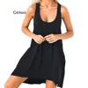 Casual Dresses Women Sleeveless Loose Solid Dress Summer Swing Mini Sundress Shirtdress