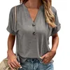 T-shirts pour femmes Loisirs à manches courtes Hauts d'été pour femmes Chemise ample Blouses Voyager Camping Casual